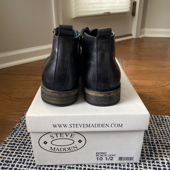 Steve Madden Boro Black Leat Boot - Picture 3 of 3
